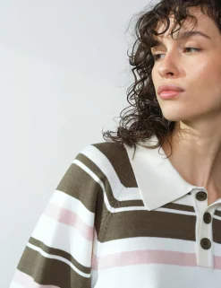 Striped Polo Neck Jumper