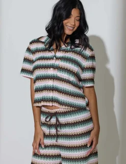 Striped Relaxed Knitted Beach Shirt