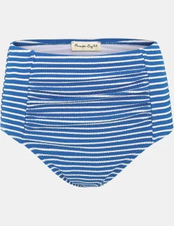 Striped Ruched High Waisted Bikini Bottoms