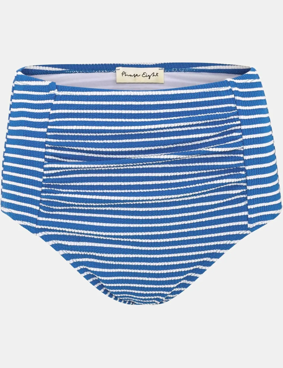 Striped Ruched High Waisted Bikini Bottoms