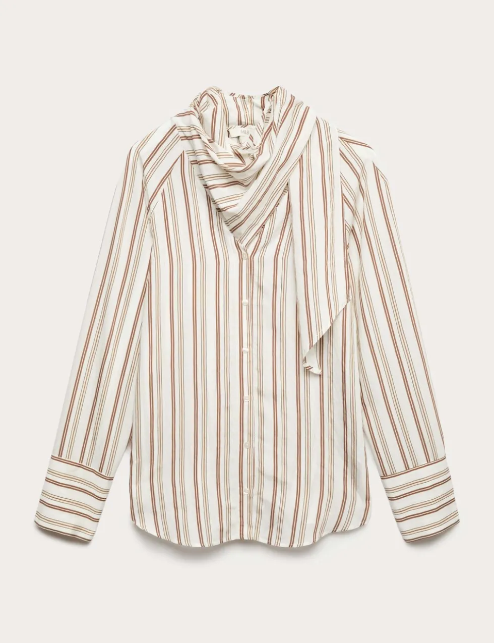 Striped Scarf Neck Detail Shirt