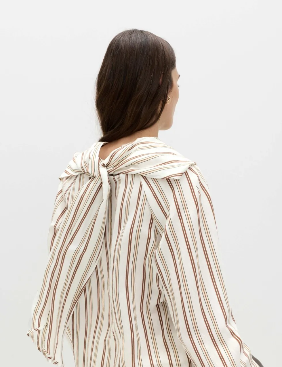 Striped Scarf Neck Detail Shirt