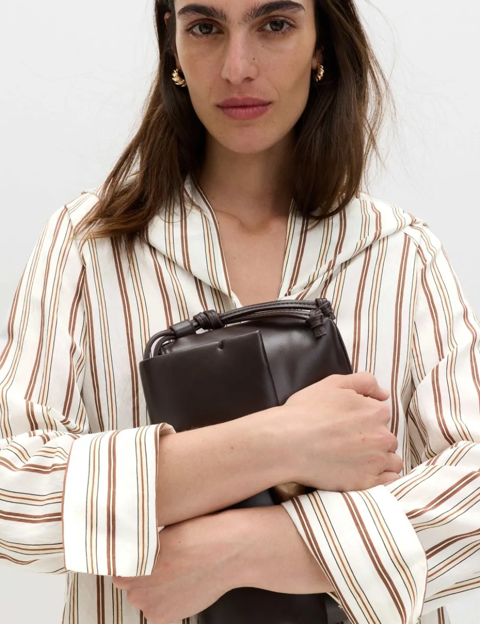Striped Scarf Neck Detail Shirt
