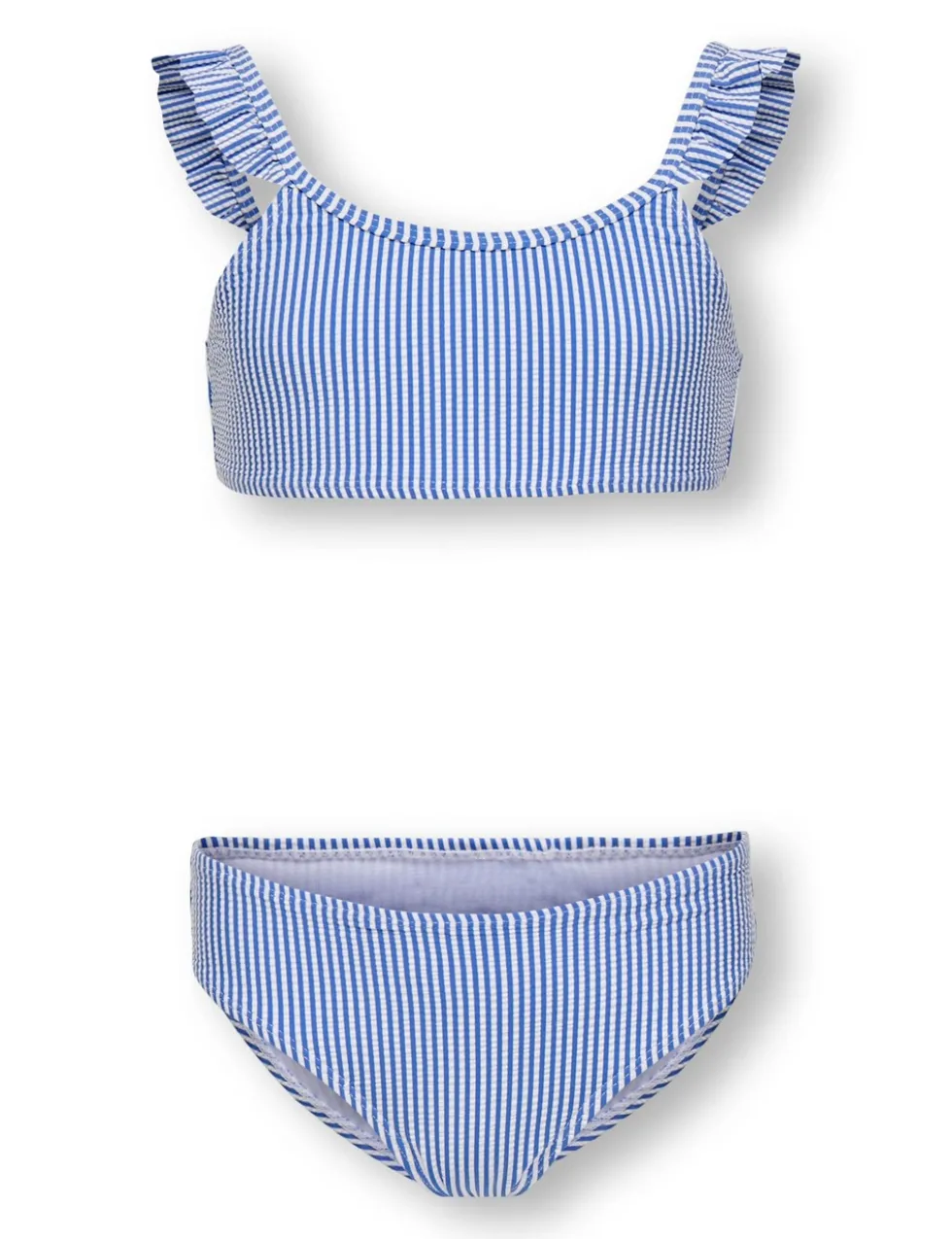 Striped Seersucker Frill Shoulder Bikini (7-14 Yrs)