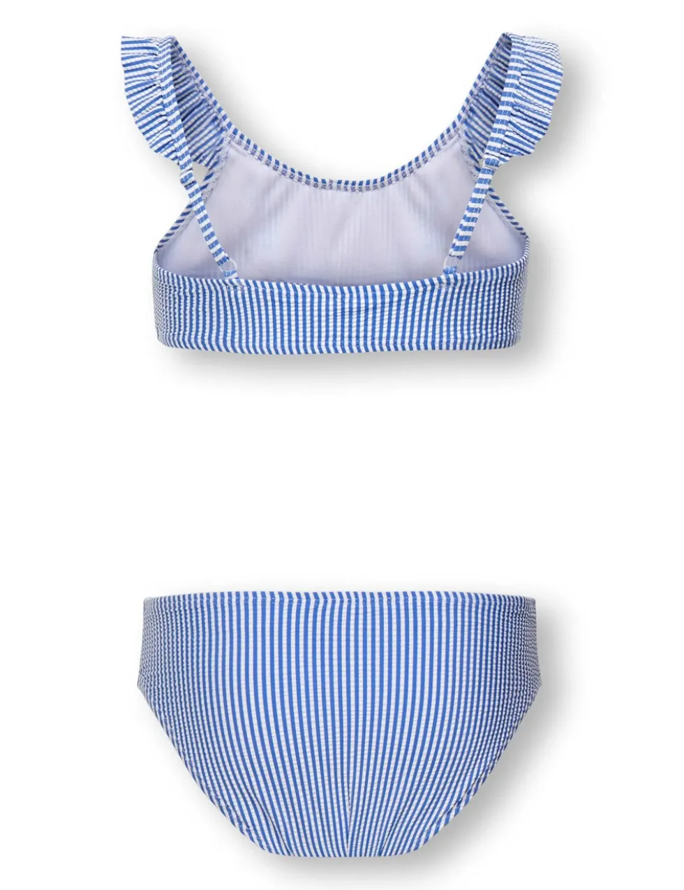 Striped Seersucker Frill Shoulder Bikini (7-14 Yrs)