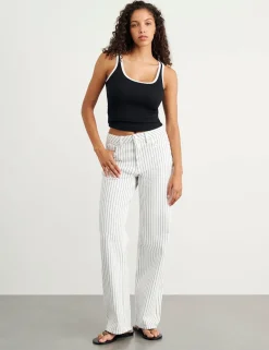 Striped Straight Leg Jeans