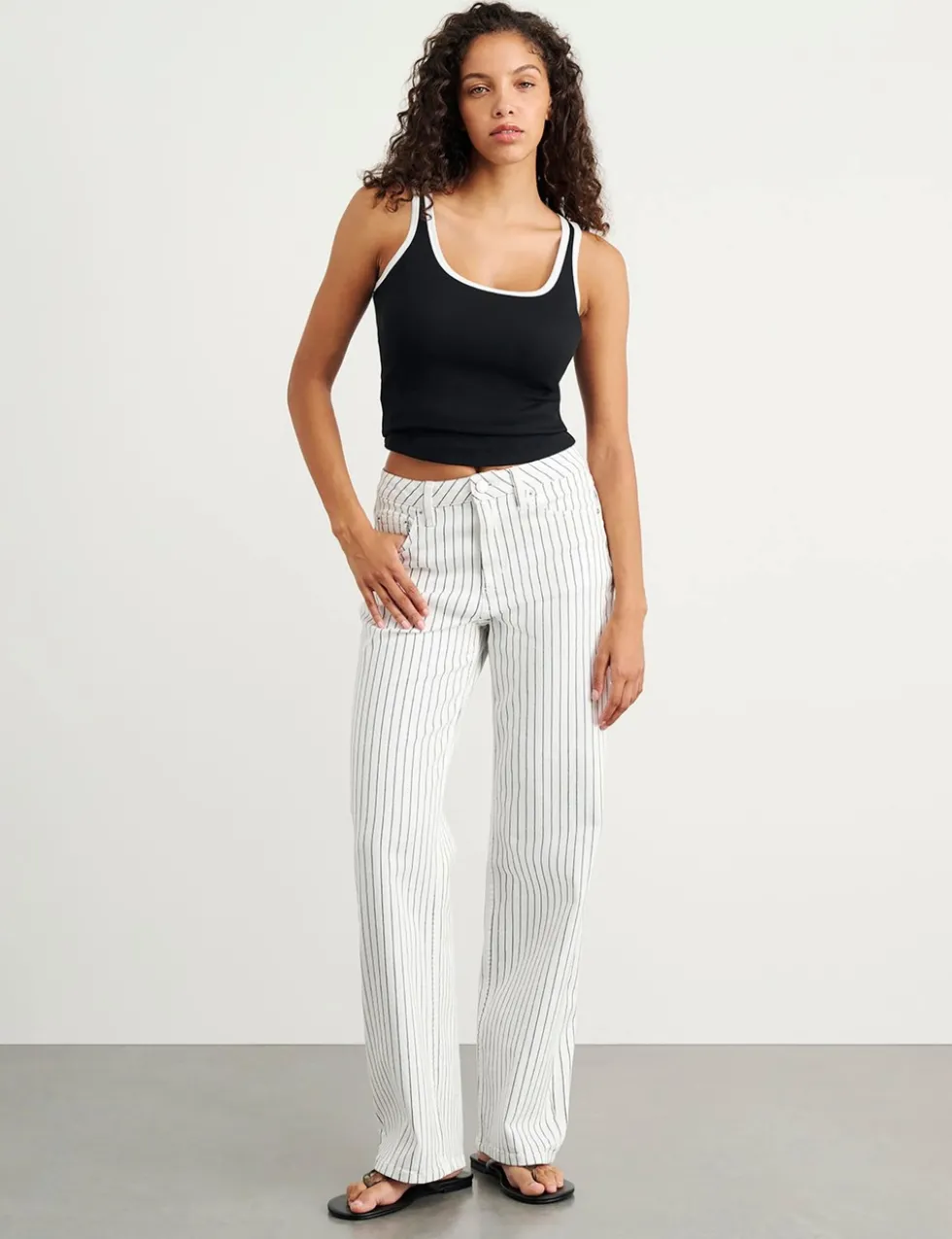 Striped Straight Leg Jeans
