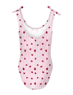 Striped Strawberry Knot Detail Swimsuit (7-14 Yrs)
