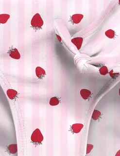 Striped Strawberry Knot Detail Bikini (7-14 Yrs)