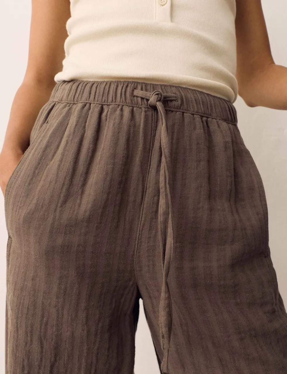 Striped Tapered Trousers with Linen