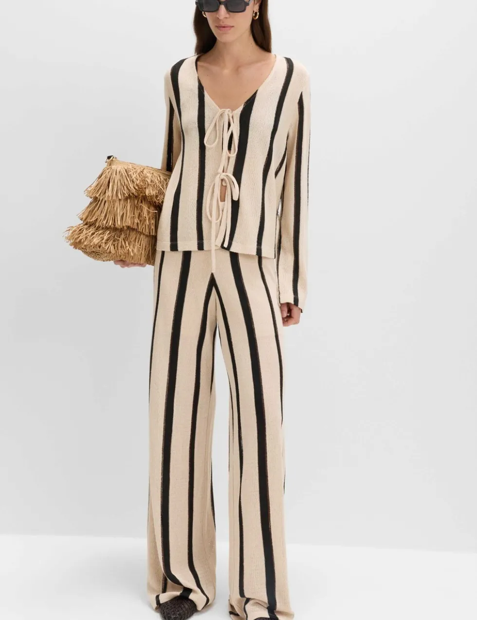 Striped Tie Front Top