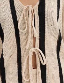 Striped Tie Front Top