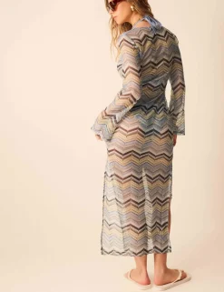 Striped Tie Neck Maxi Beach Dress