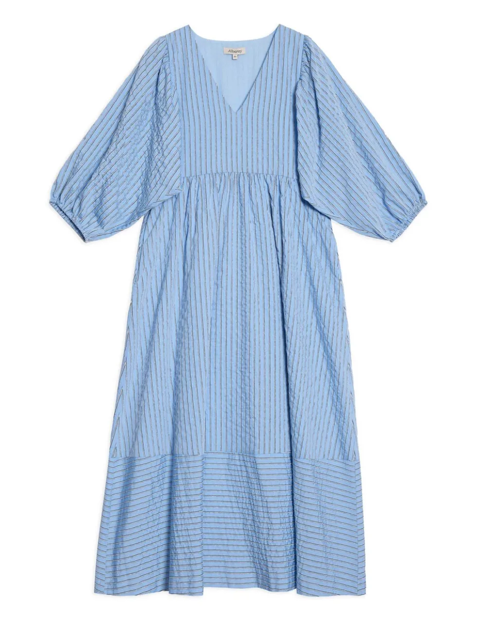 Striped V-Neck Midi Smock Dress