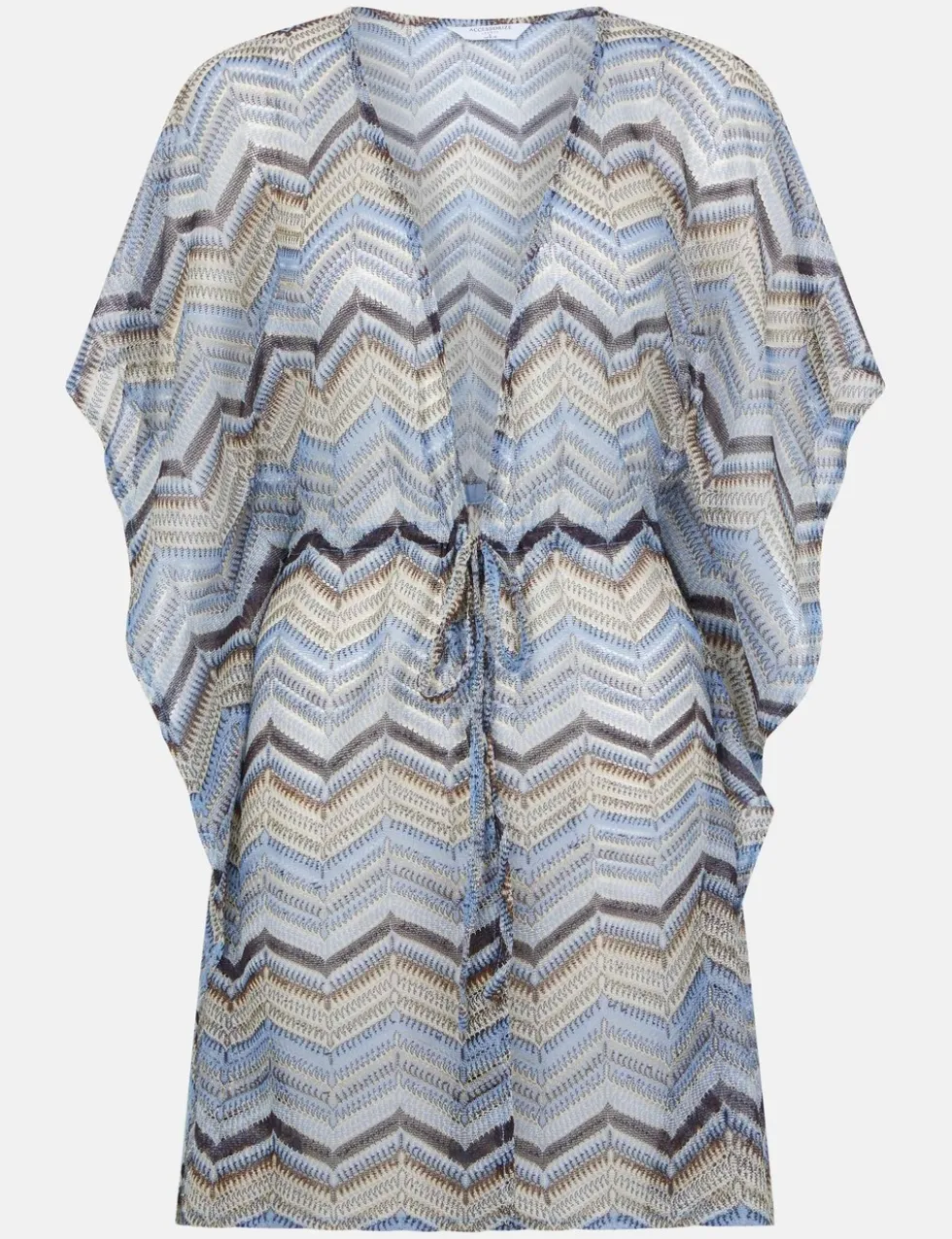 Striped V-Neck Tie Waist Mini Kaftan