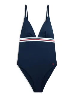 Striped V-Neck Triangle Swimsuit
