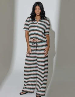 Striped Wide Leg Trousers