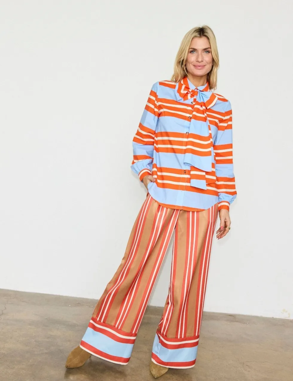 Striped Wide Leg Trousers
