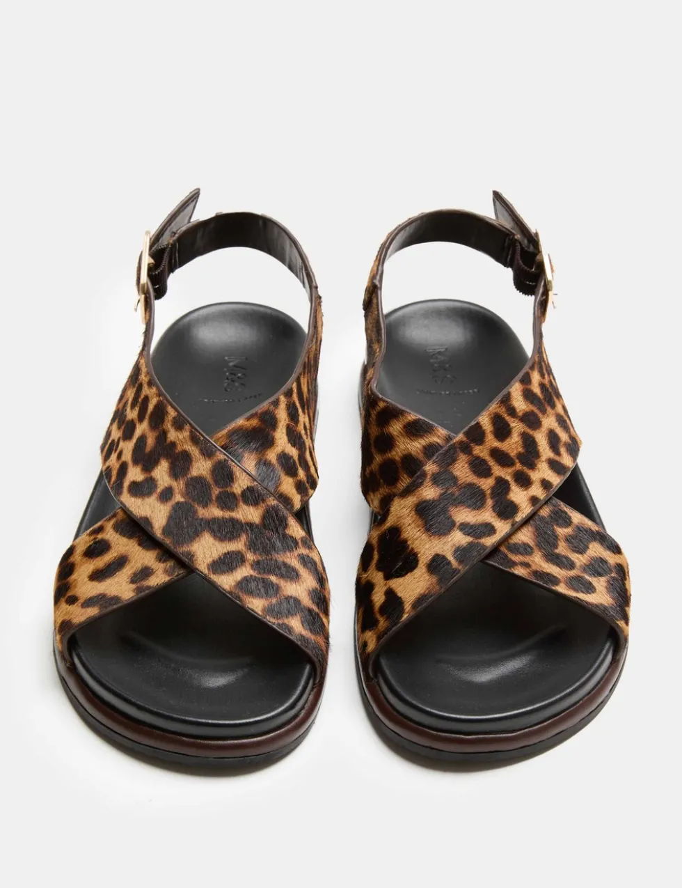 Suede Animal Print Buckle Flat Sandals