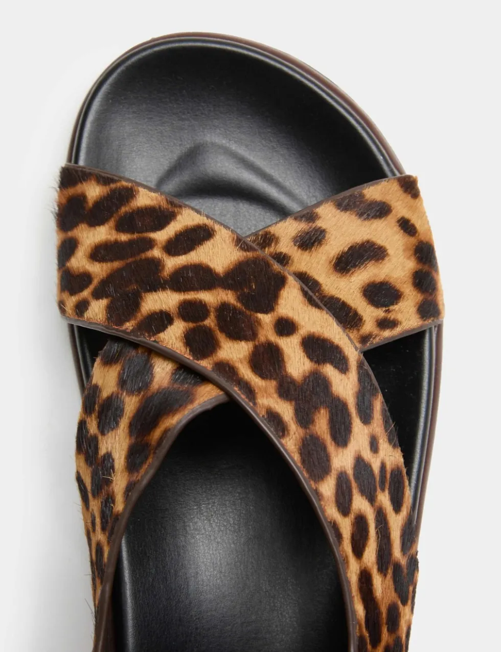 Suede Animal Print Buckle Flat Sandals