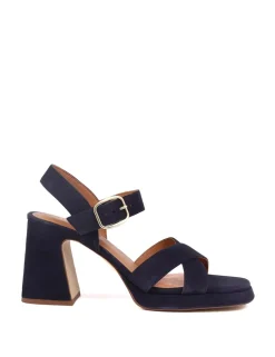 Suede Ankle Strap Block Heel Platform Sandals