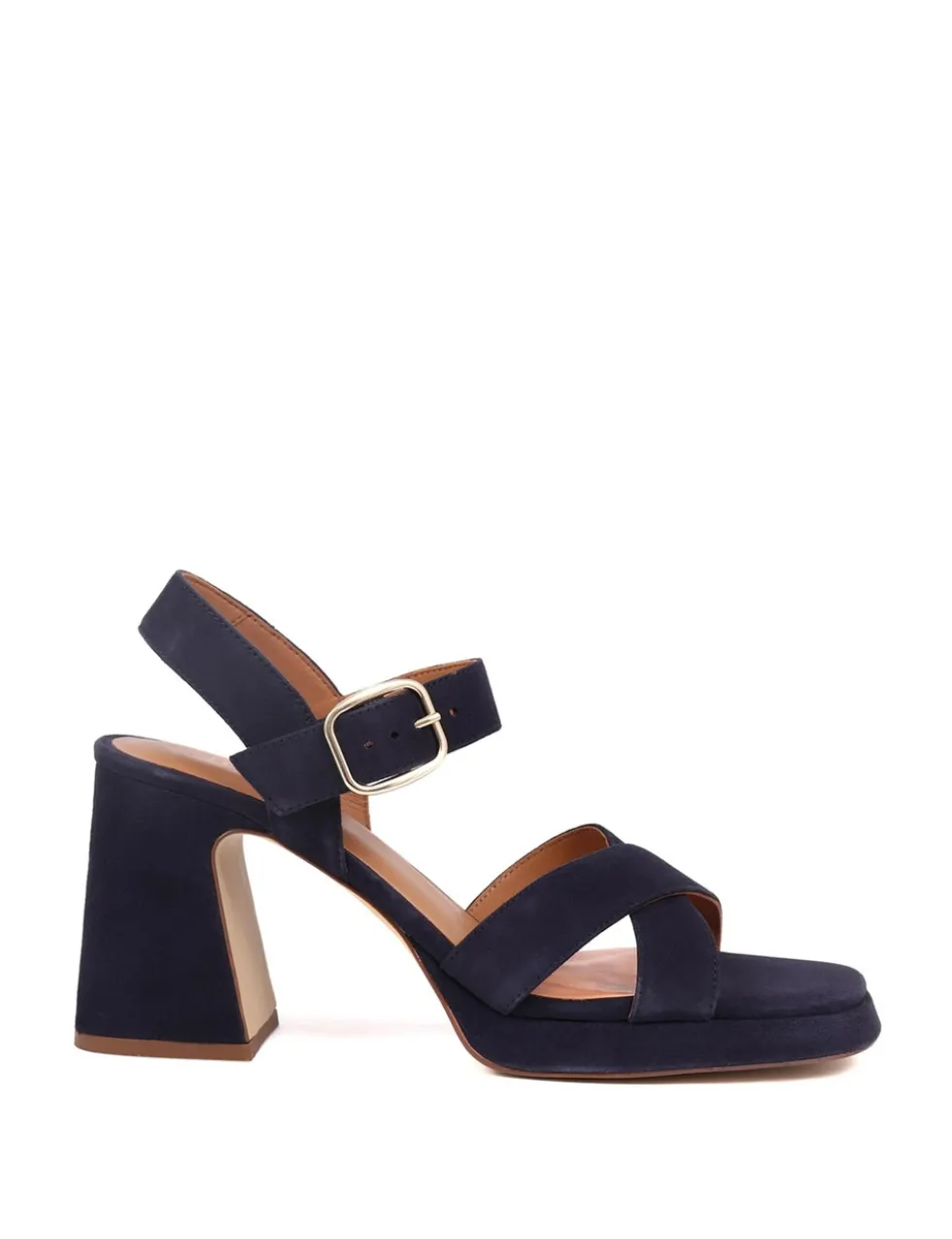 Suede Ankle Strap Block Heel Platform Sandals