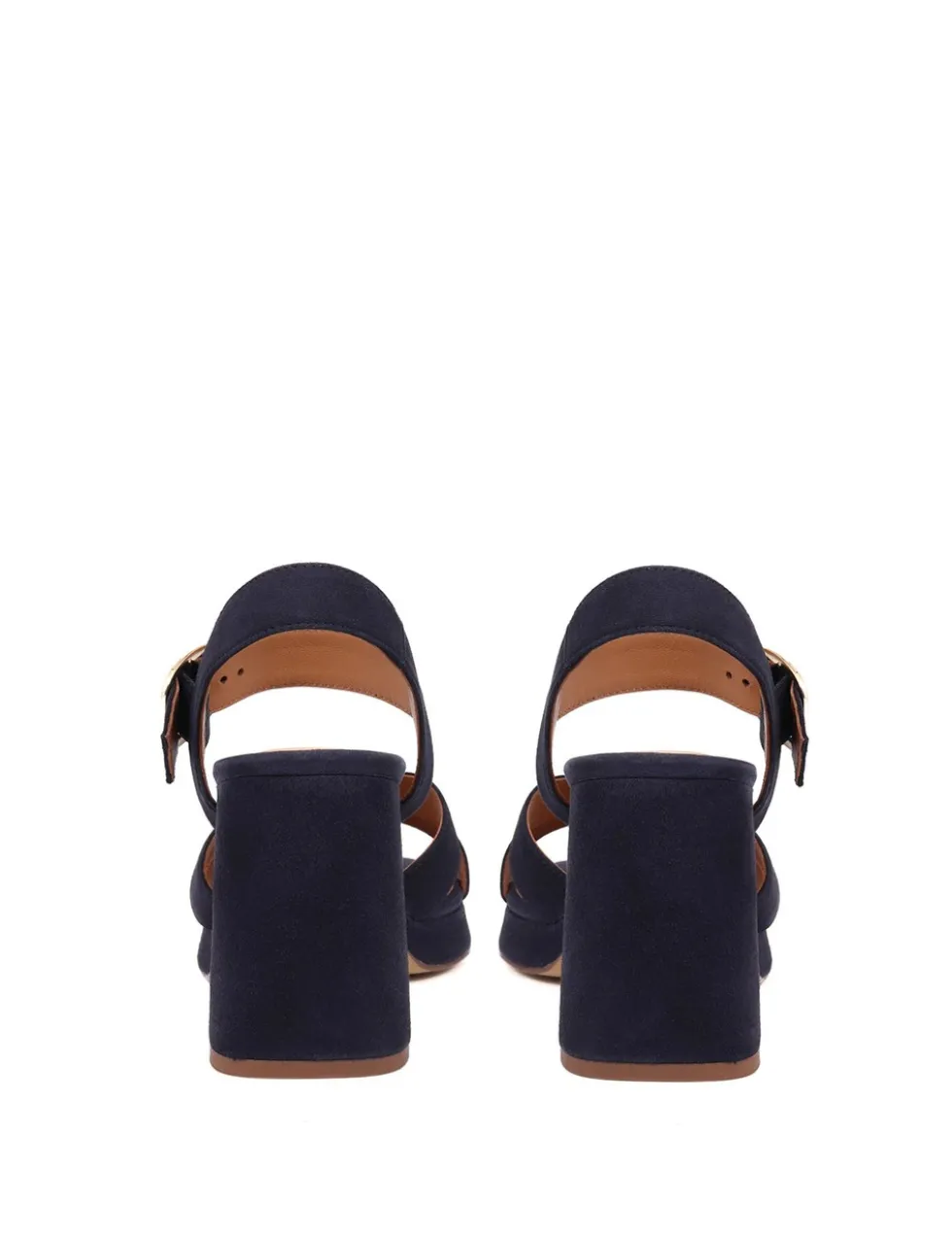 Suede Ankle Strap Block Heel Platform Sandals