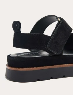 Suede Ankle Strap Flatform Sandals