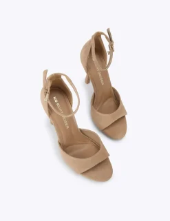 Suede Ankle Strap Stiletto Heel Sandals