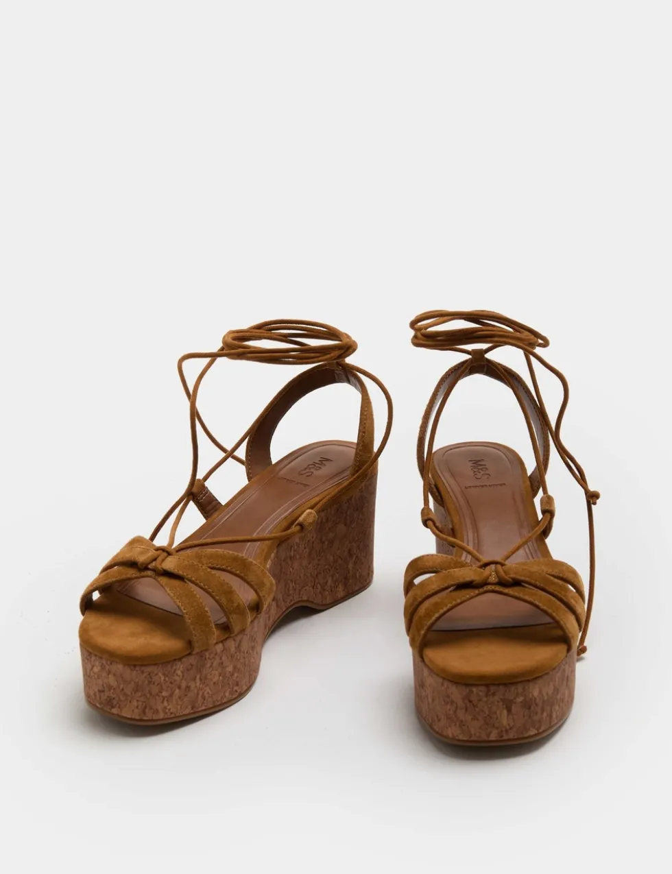 Suede Ankle Tie Wedge Flatform Sandals