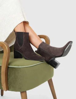 Suede Block Heel Ankle Boots