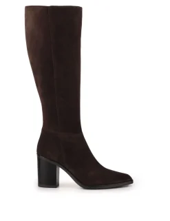 Suede Block Heel Knee High Boots