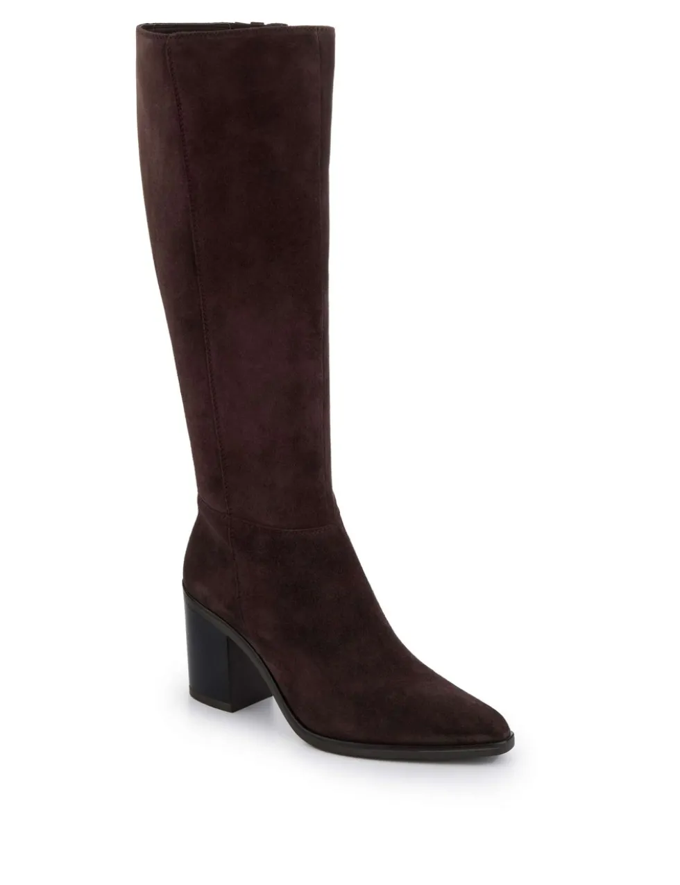 Suede Block Heel Knee High Boots