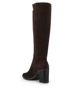 Suede Block Heel Knee High Boots