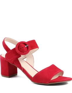 Suede Buckle Ankle Strap Block Heel Sandals