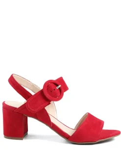 Suede Buckle Ankle Strap Block Heel Sandals