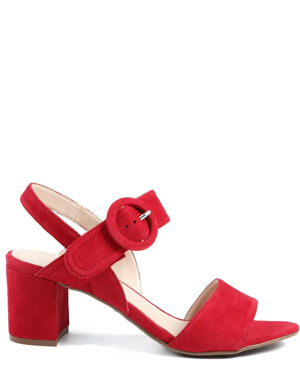 Suede Buckle Ankle Strap Block Heel Sandals