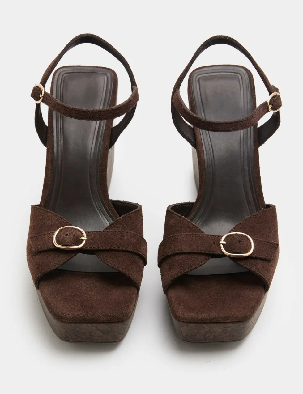 Suede Buckle Ankle Strap Wedge Sandals