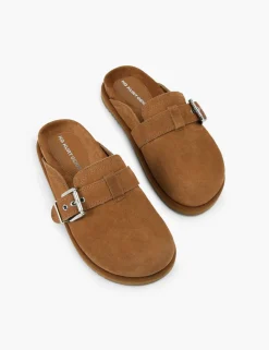 Suede Buckle Clogs