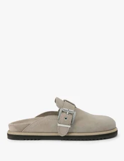 Suede Buckle Clogs
