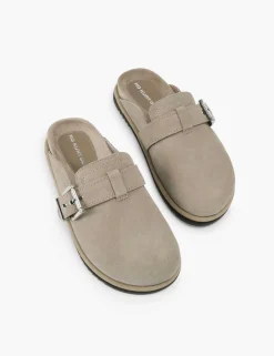 Suede Buckle Clogs