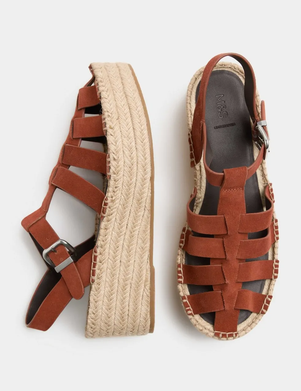Suede Buckle Flatform Fisherman Espadrilles