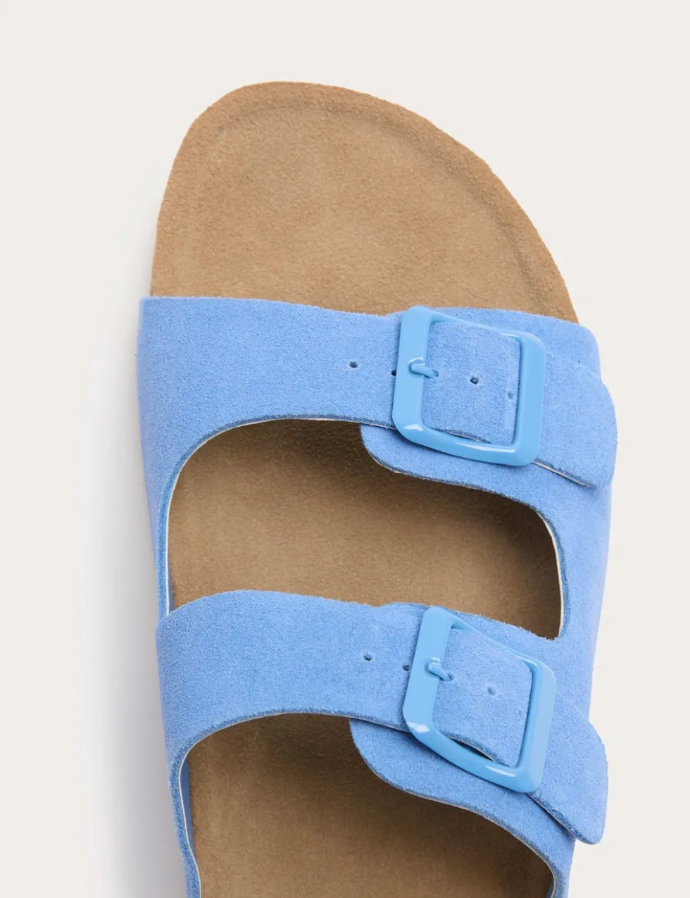 Suede Buckle Footbed Mules
