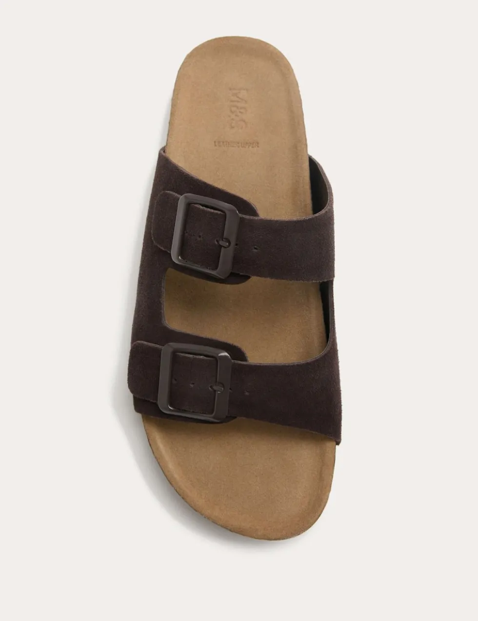 Suede Buckle Footbed Mules