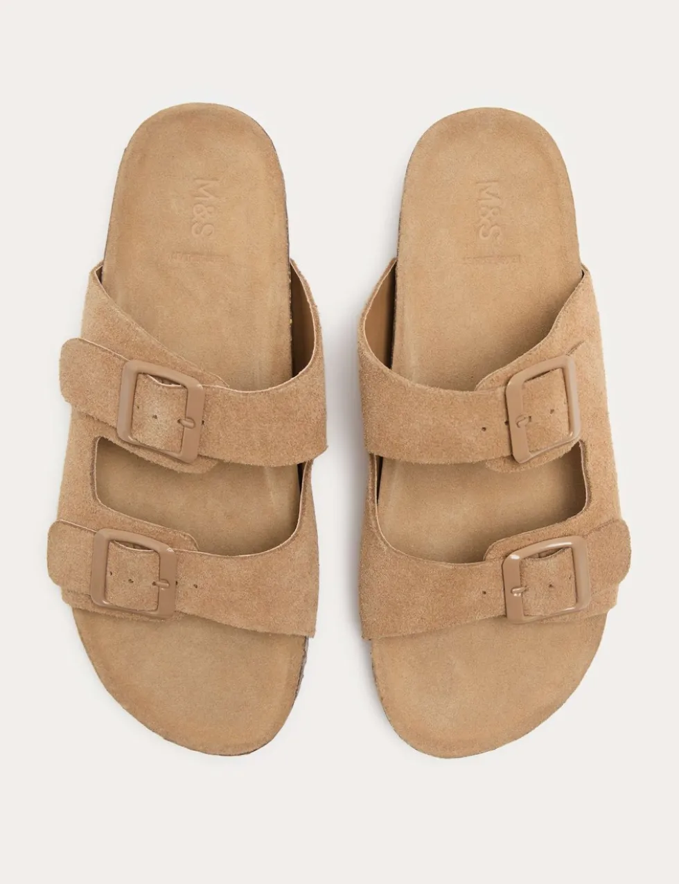 Suede Buckle Footbed Mules