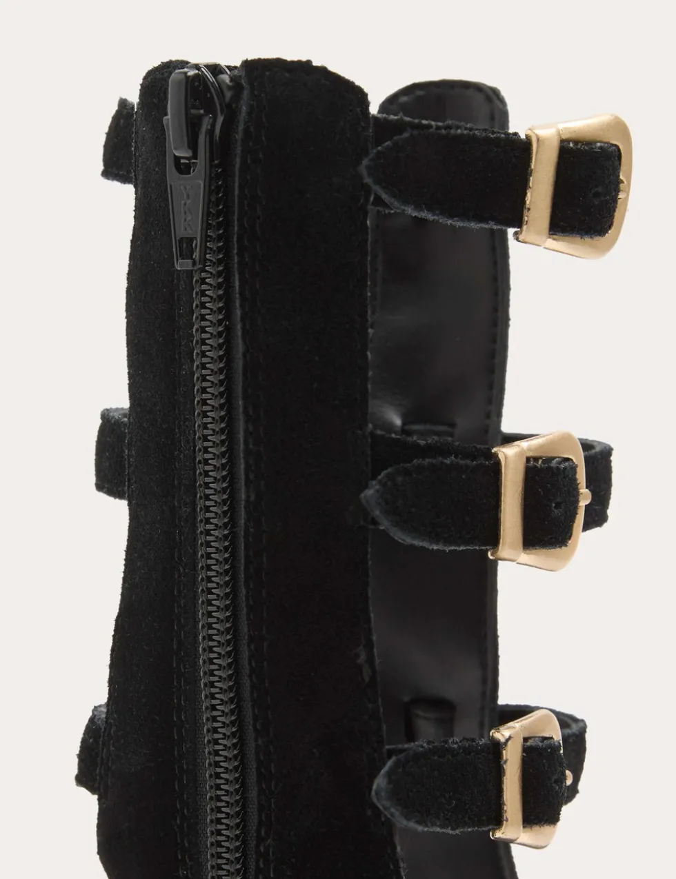 Suede Buckle MidCalf Flat Gladiator Sandals