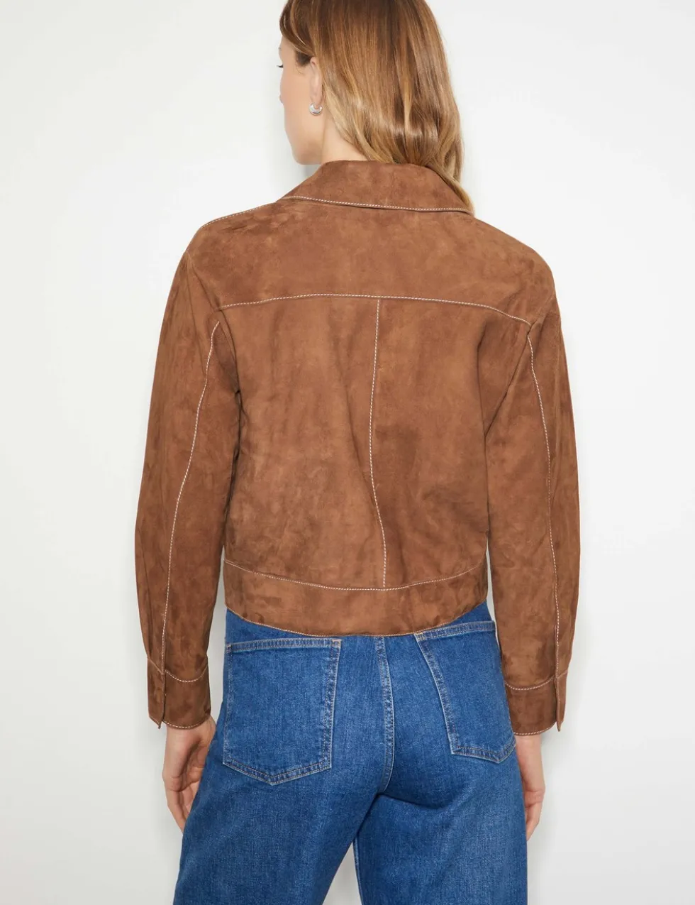 Suede Collared Belted Jacket