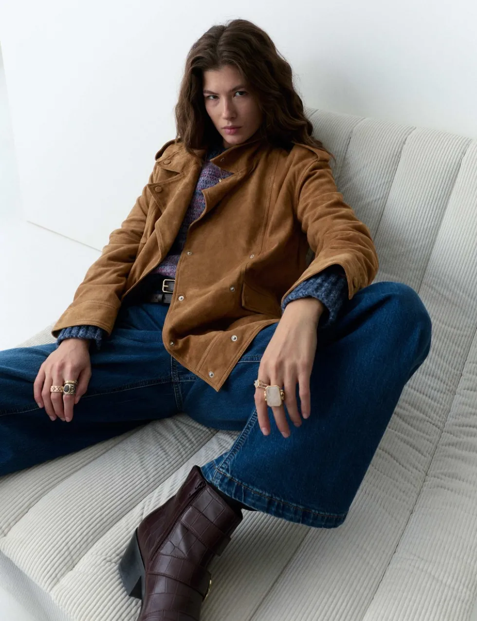 Suede Collared Biker Jacket