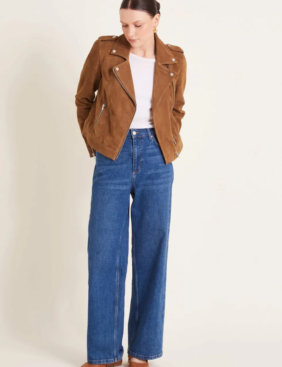 Suede Collared Biker Jacket