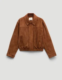 Suede Collared Bomber Jacket